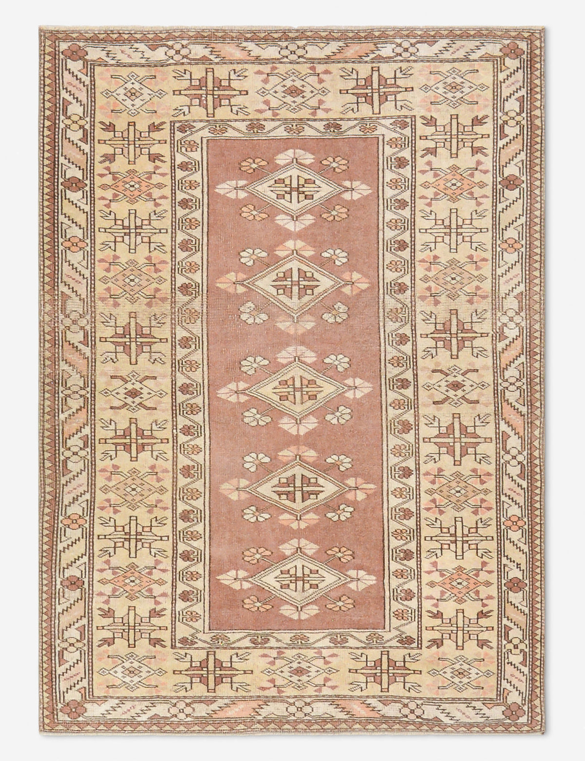 Vintage Turkish Hand-Knotted Wool Rug No. 496, 4' x 5' 6"