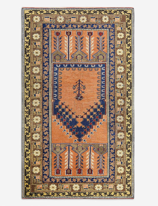 Vintage Turkish Hand-Knotted Wool Rug No. 499, 3' 10" x 6' 7"