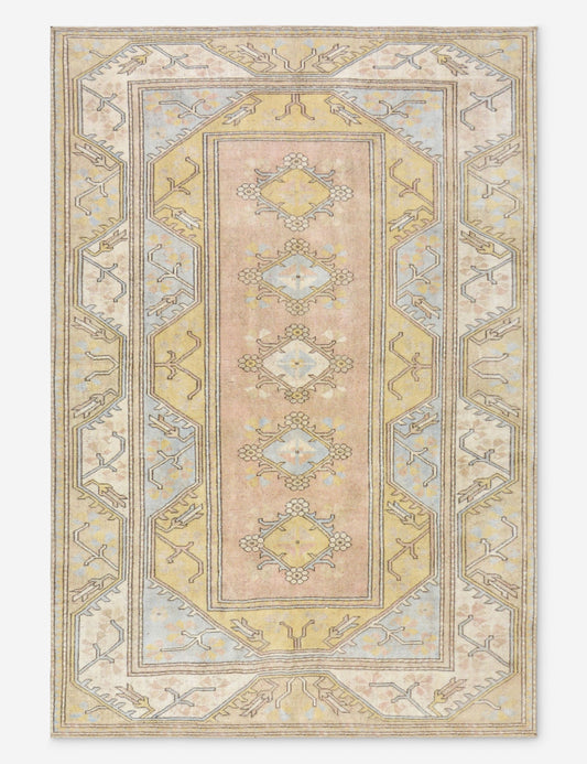Vintage Turkish Hand-Knotted Wool Rug No. 516, 5' 6" x 8'