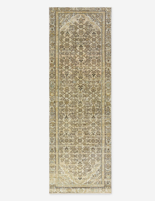 Vintage Turkish Hand-Knotted Wool Runner Rug No. 293, 3' X 10'