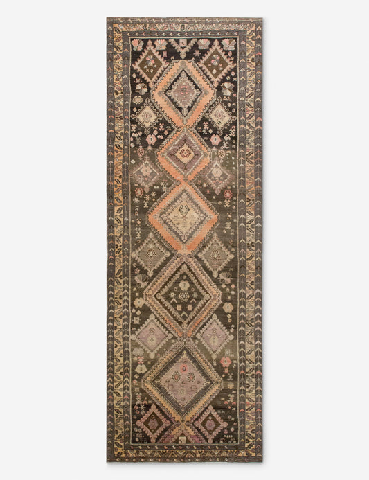 Vintage Turkish Hand-Knotted Wool Runner Rug No. 304, 4'6" x 13'9"