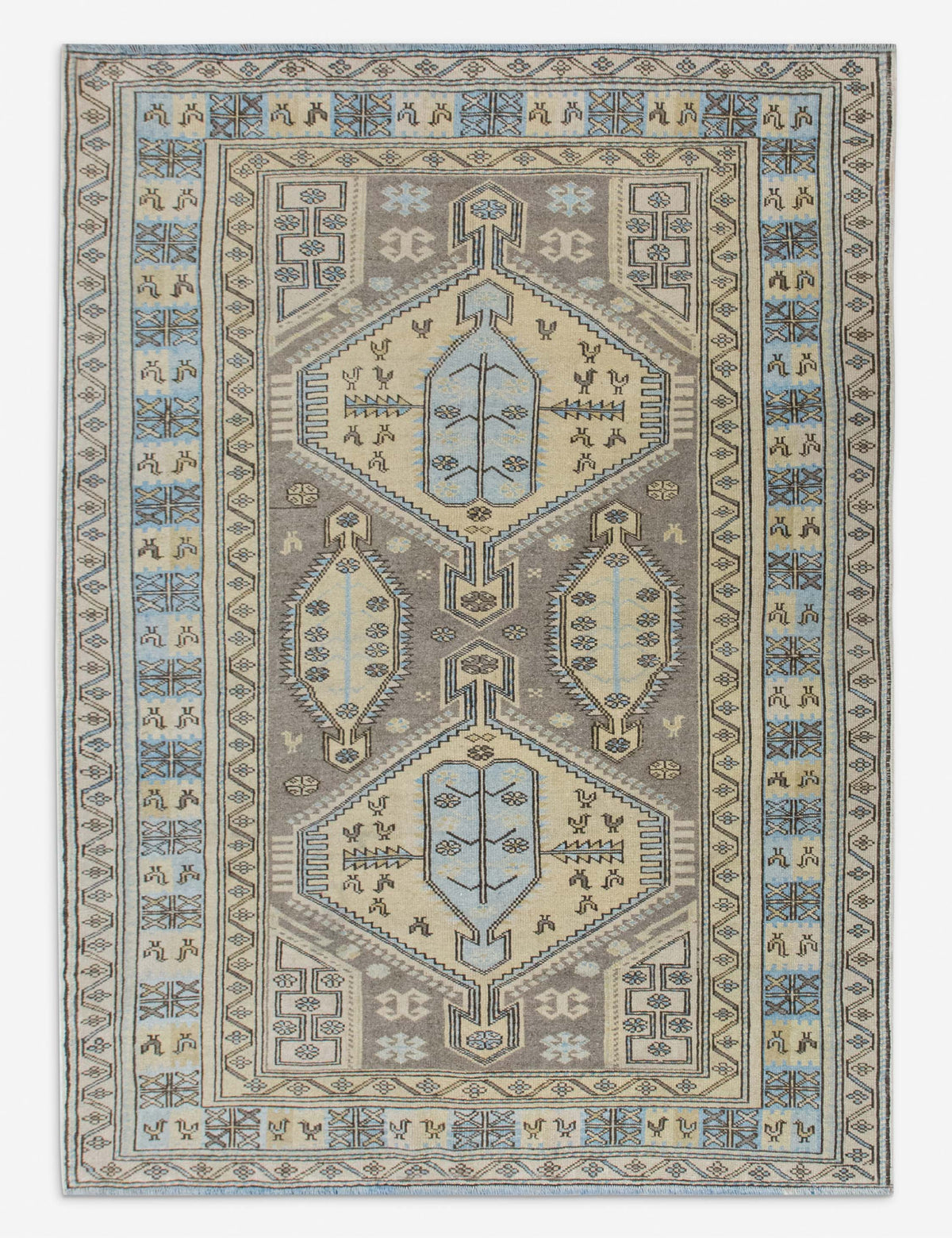 Vintage Turkish Hand-Knotted Wool Rug No. 563, 4'6" x 6'2"