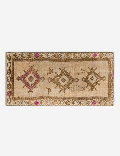 Vintage Turkish Hand-Knotted Wool Mini Rug No. 311, 1'5" x 3'2"