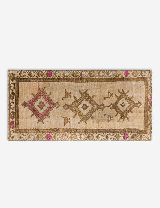 Vintage Turkish Hand-Knotted Wool Mini Rug No. 311, 1'5" x 3'2"
