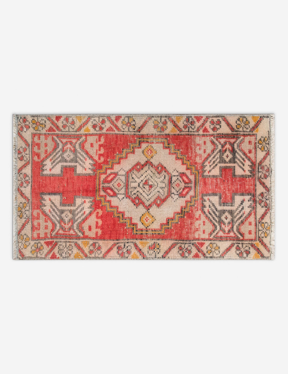 Vintage Turkish Hand-Knotted Wool Mini Rug No. 312, 1'5" x 3'2"