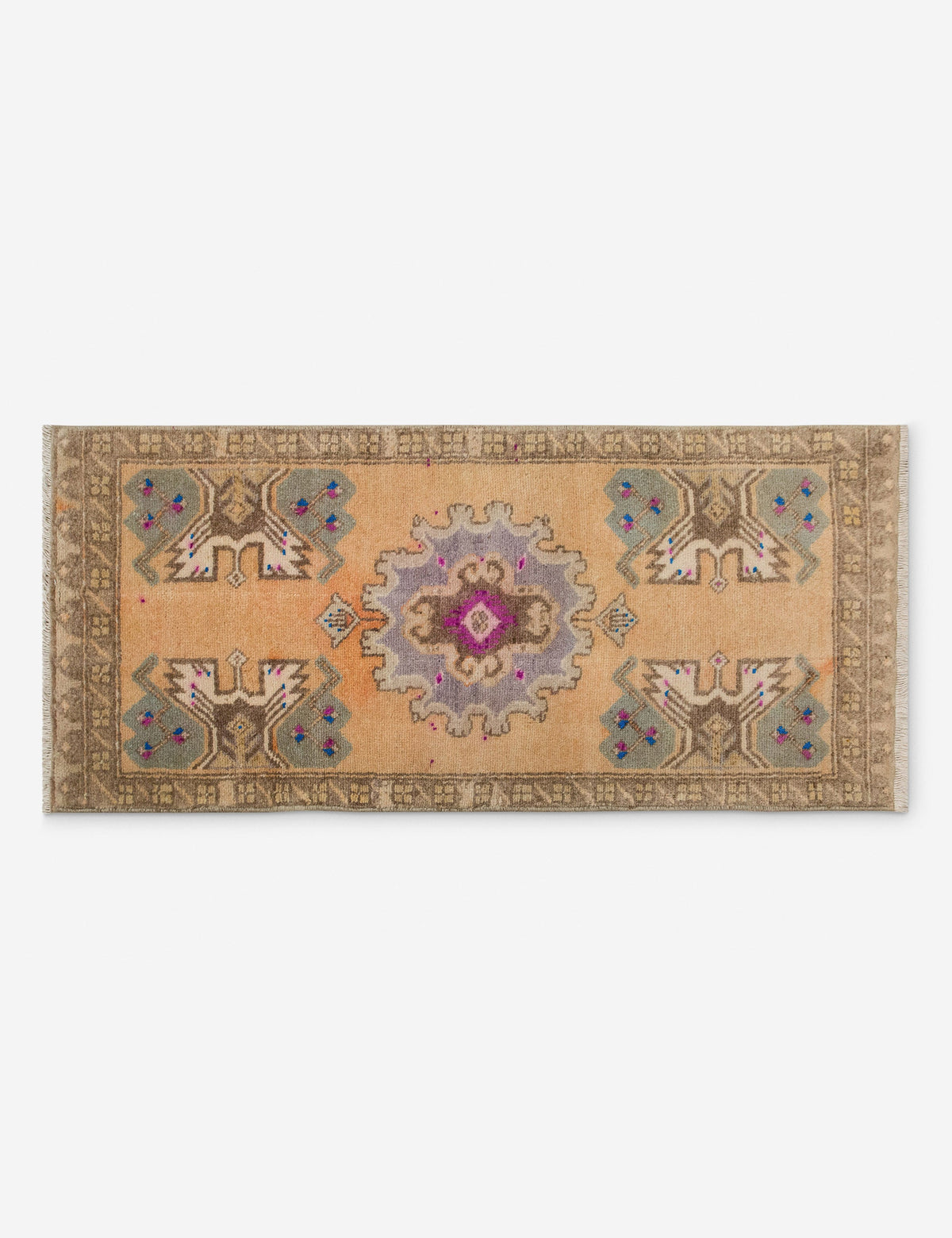 Vintage Turkish Hand-Knotted Wool Mini Rug No. 328, 1'5" x 3'5"