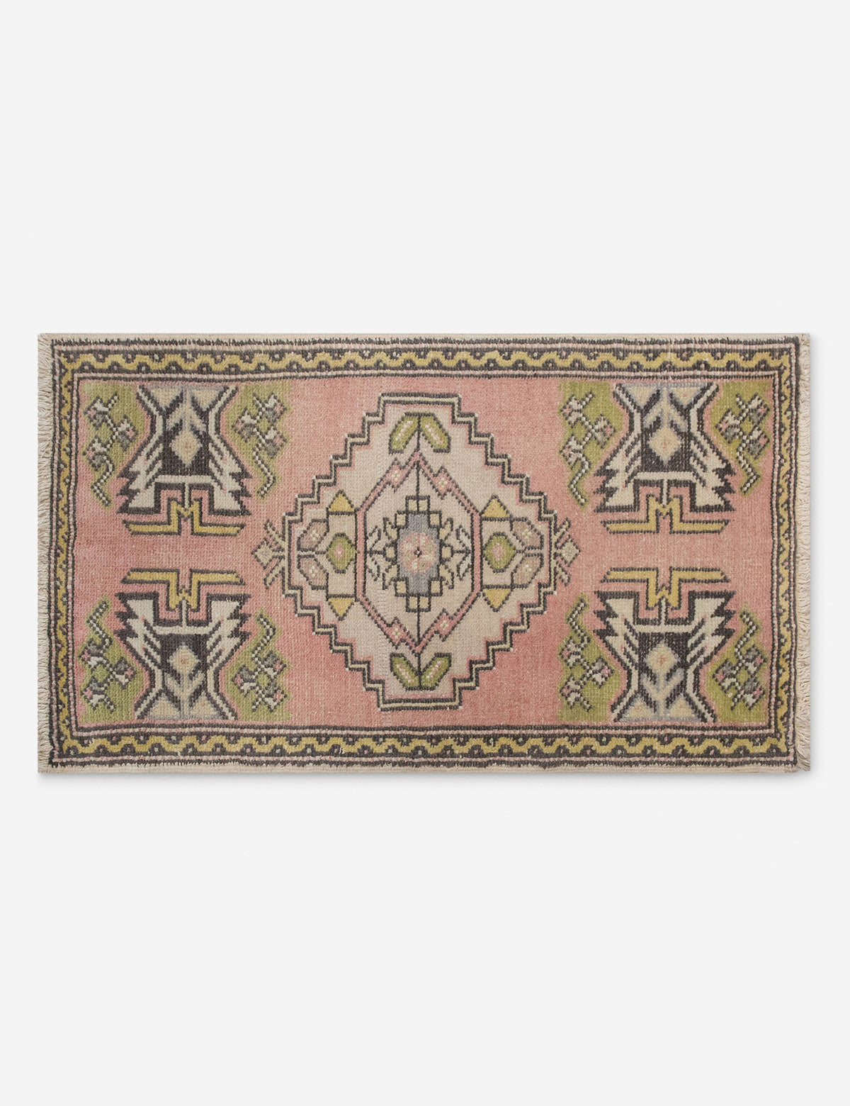 Vintage Turkish Hand-Knotted Wool Mini Rug No. 330, 1'7" x 3'1"