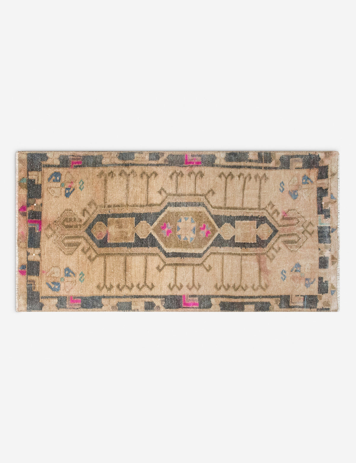 Vintage Turkish Hand-Knotted Wool Mini Rug No. 332, 1'4" x 3'6"