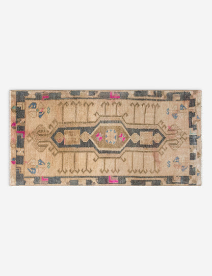 Vintage Turkish Hand-Knotted Wool Mini Rug No. 332, 1'4" x 3'6"
