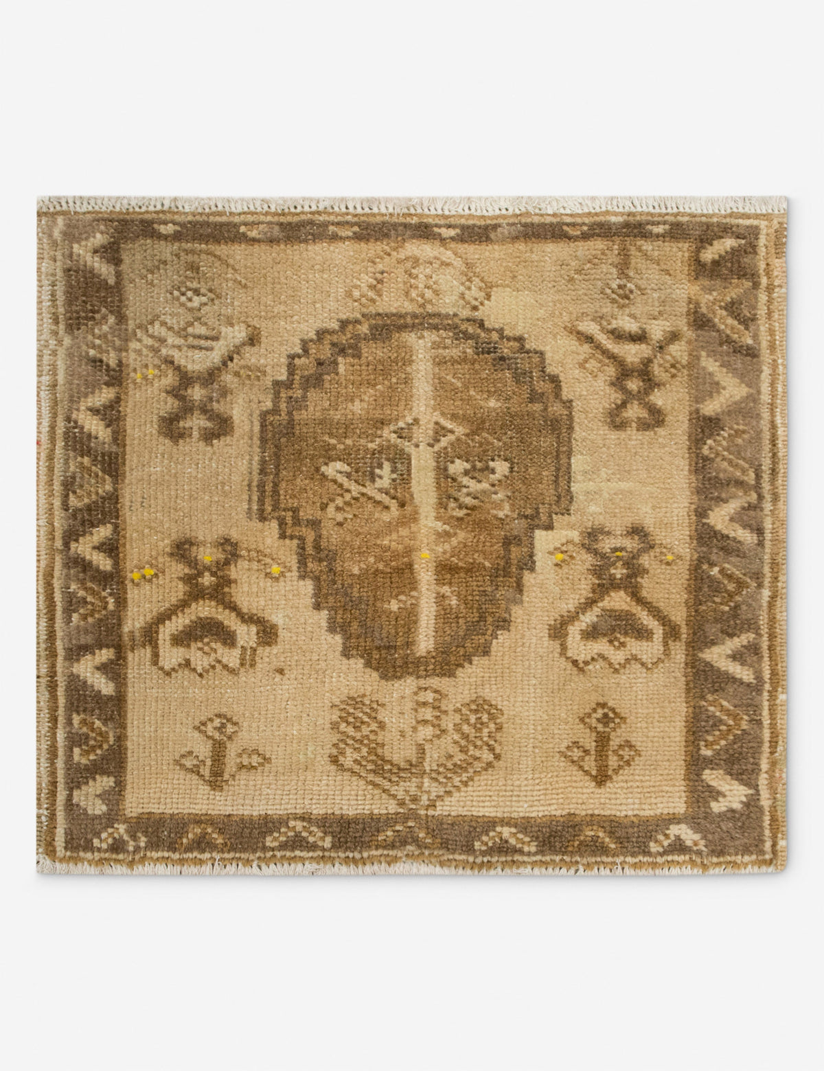 Vintage Turkish Hand-Knotted Wool Mini Rug No. 339, 1'7" x 1'9"
