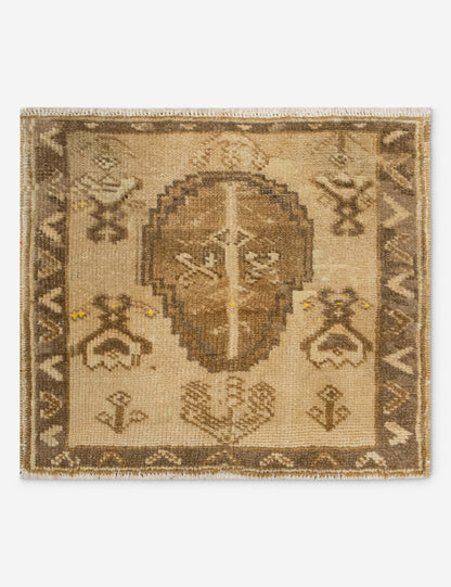 Vintage Turkish Hand-Knotted Wool Mini Rug No. 339, 1'7" x 1'9"