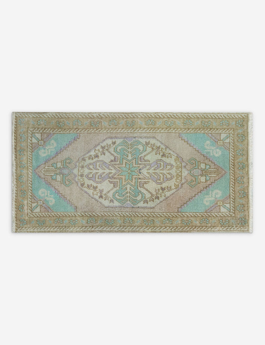 Vintage Turkish Hand-Knotted Wool Mini Rug No. 344, 1'6" x 3'