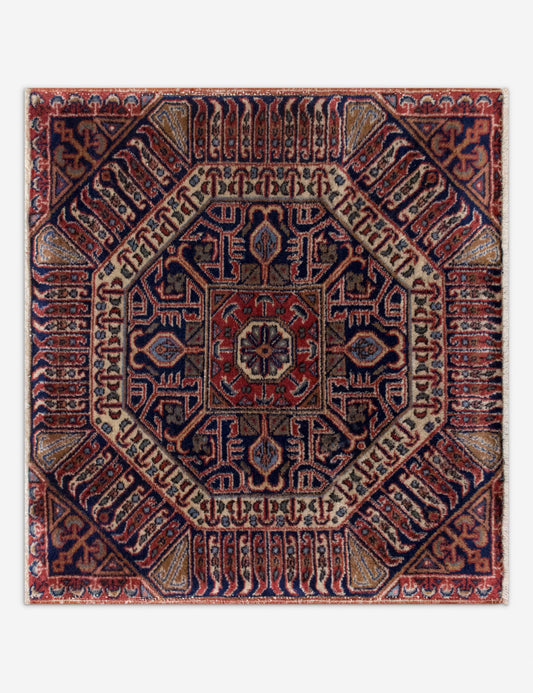 Vintage Turkish Hand-Knotted Wool Mini Rug No. 348, 2' x 2'2"