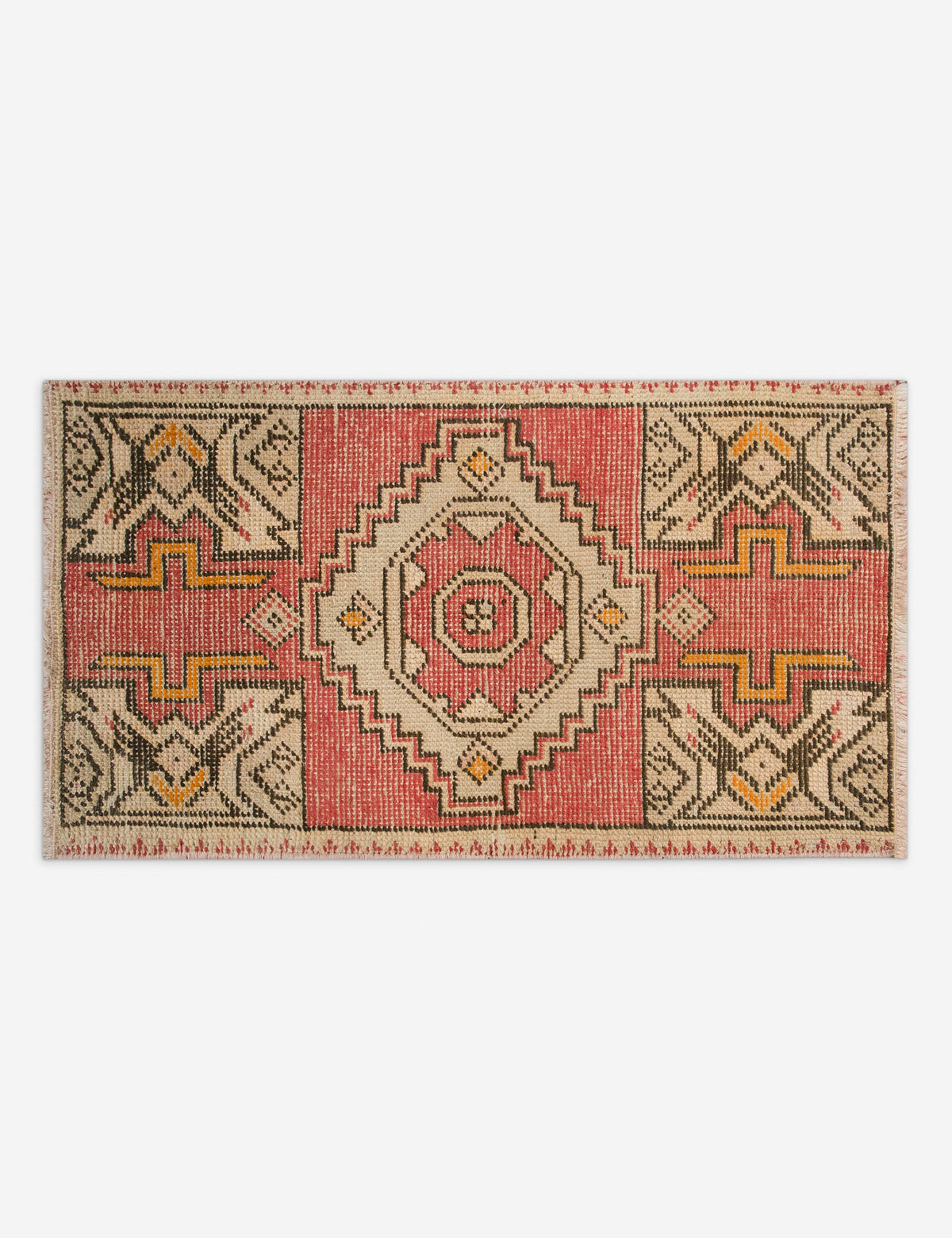 Vintage Turkish Hand-Knotted Wool Mini Rug No. 350, 1'6" x 3'
