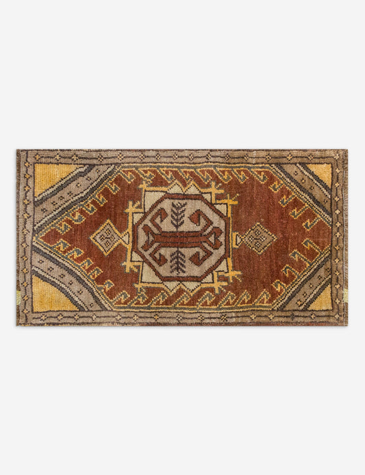 Vintage Turkish Hand-Knotted Wool Mini Rug No. 351, 1'10" x 3'8"