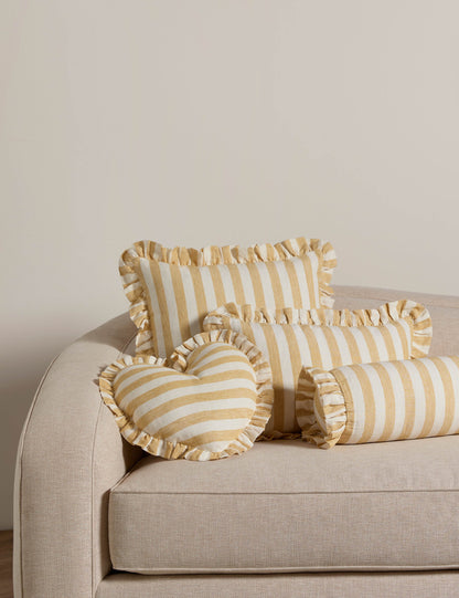 Amaroso Linen Ruffle Bolster Pillow