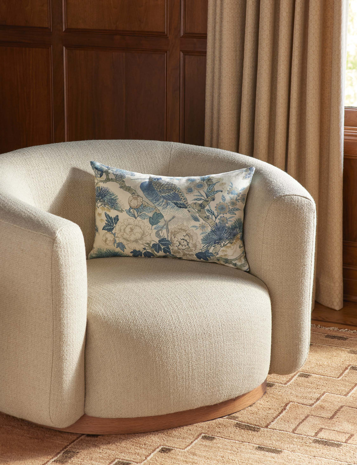 Shenyang Print Linen Pillow by Scalamandre