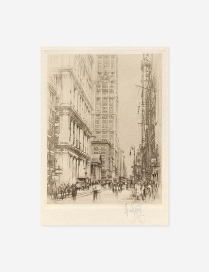 Lower Broadway, Downtown New York Print by William Walcot
