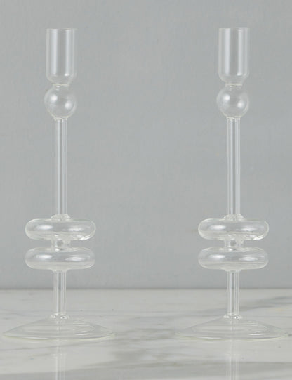 Glass Candlestick Pair (Set of 2) by etúHOME