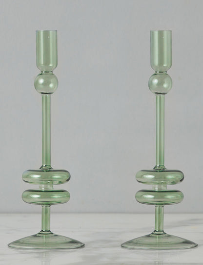 Glass Candlestick Pair (Set of 2) by etúHOME