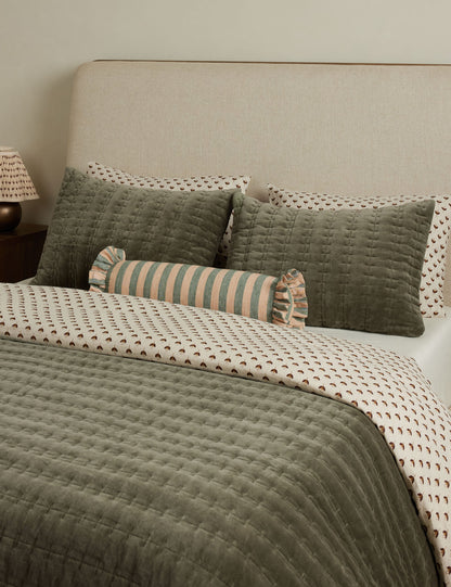 Amaroso Linen Ruffle Bolster Pillow