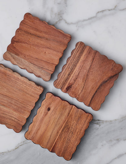 Scalloped Wood Coasters (Set of 4) by etúHOME