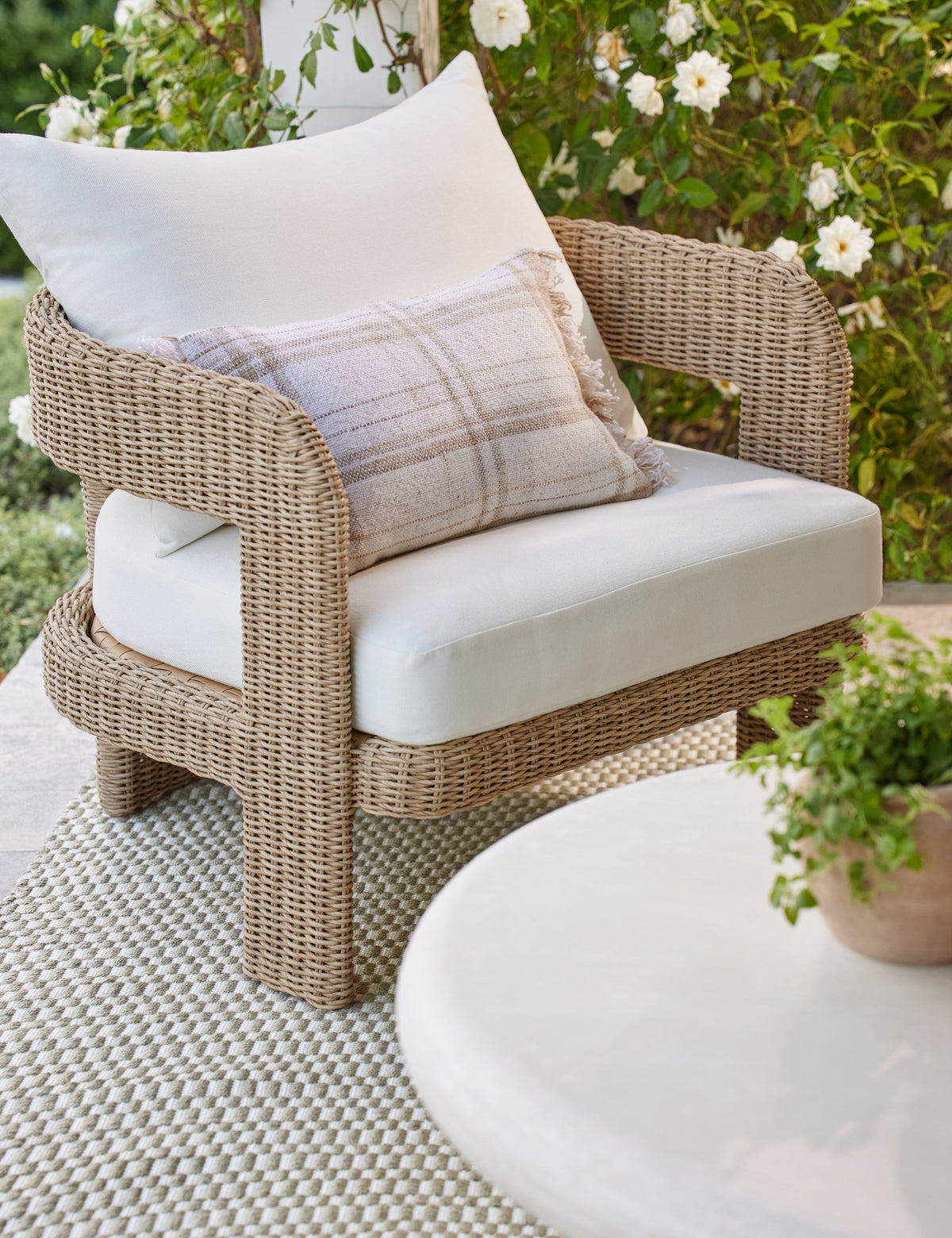 Hadler Outdoor Accent Chair, Ivory
