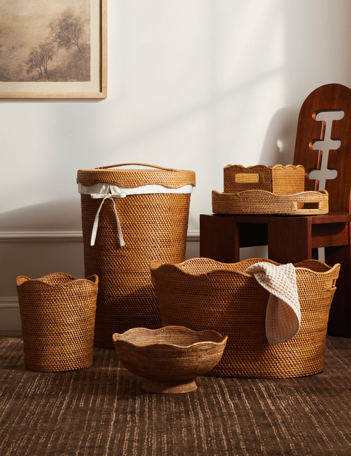 Tyna Rattan Lidded Hamper