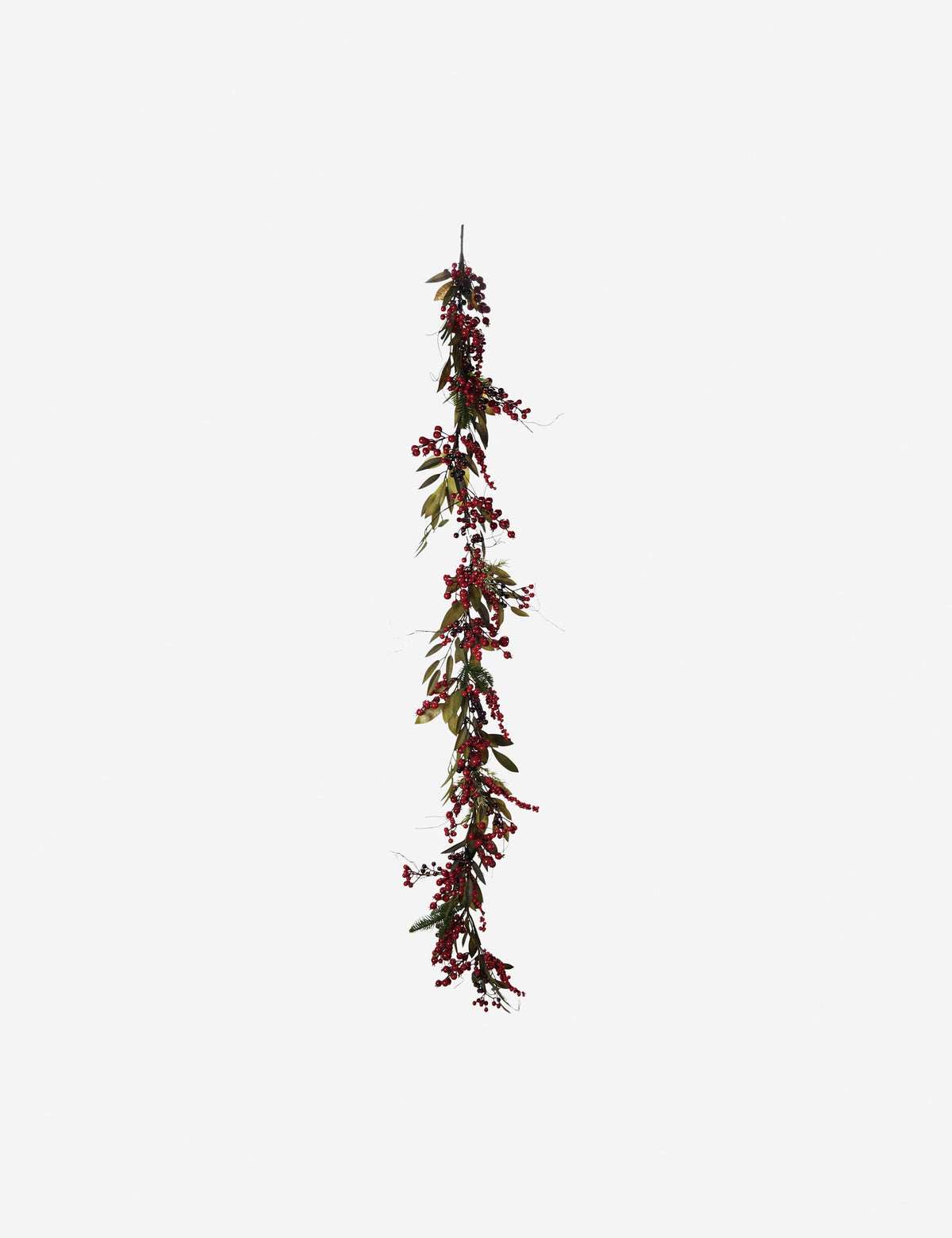 Faux Spruce Garland with Red Berries and Pinecones