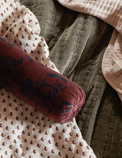 Carmine Velvet Bolster Pillow