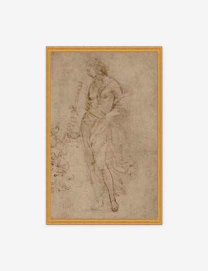 Female Figure with a Tibia Print by Raphael