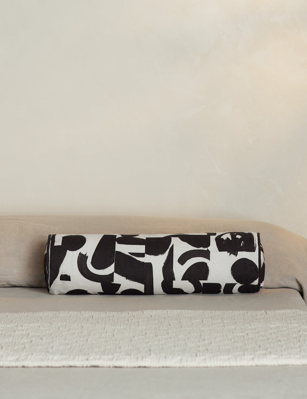 Organic Shapes Linen Bolster Pillow by Sarah Sherman Samuel