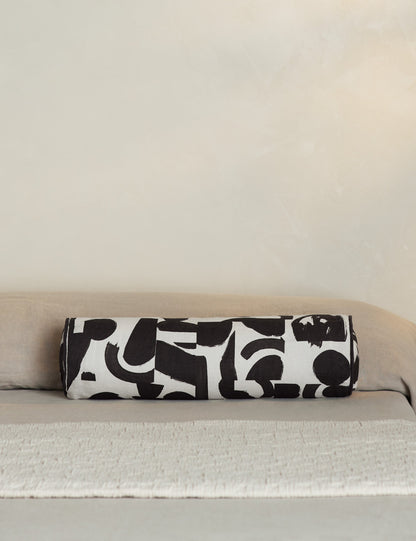 Organic Shapes Linen Bolster Pillow by Sarah Sherman Samuel