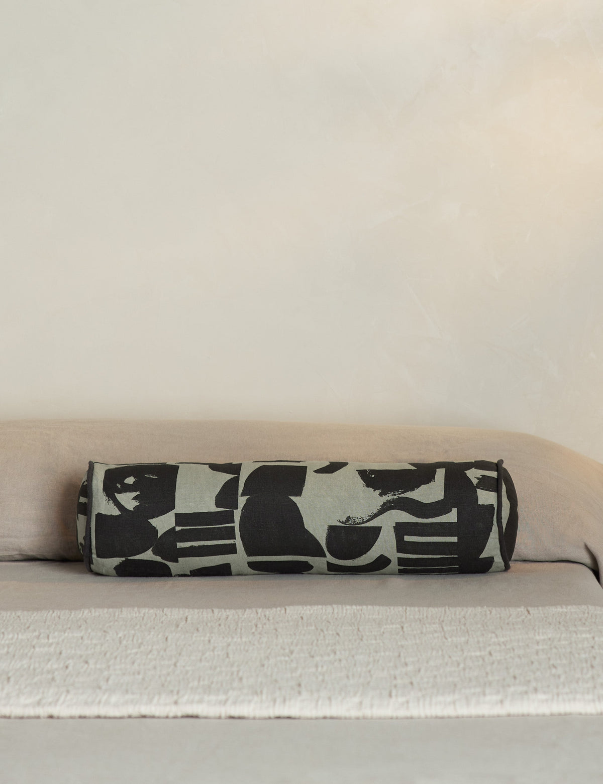 Organic Shapes Linen Bolster Pillow by Sarah Sherman Samuel