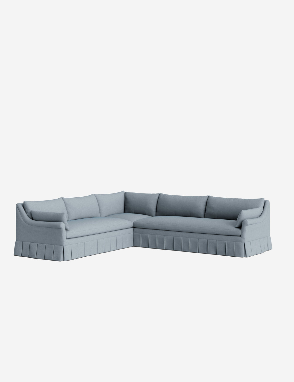 Portola Rolled Arm Luxe Depth Pleated Corner Sectional Sofa