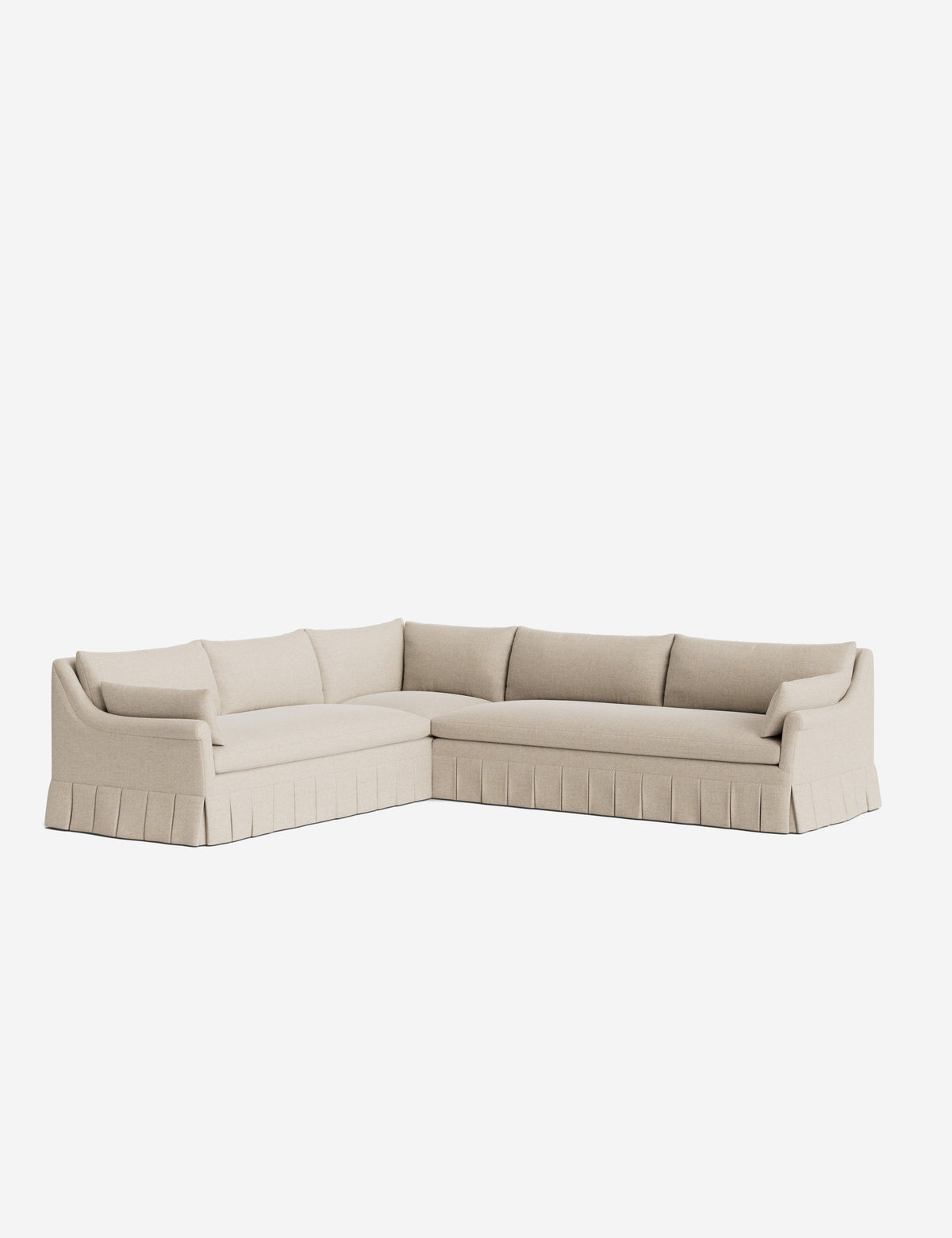 Portola Rolled Arm Luxe Depth Pleated Corner Sectional Sofa