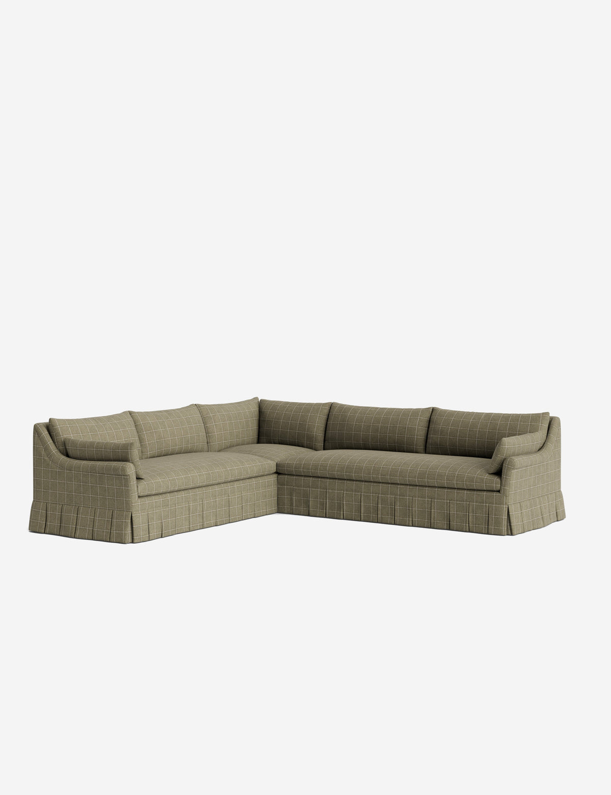 Portola Rolled Arm Luxe Depth Pleated Corner Sectional Sofa