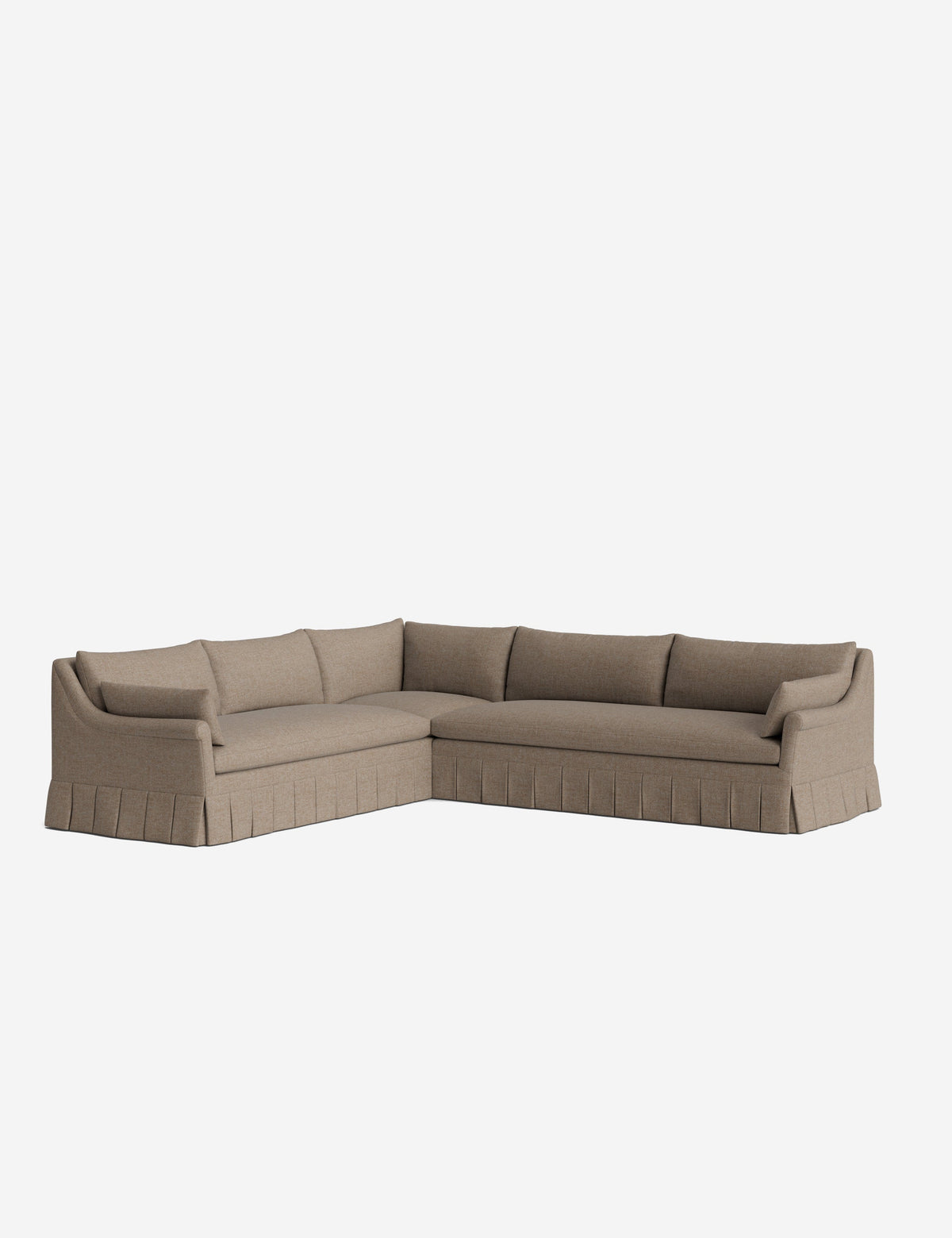 Portola Rolled Arm Luxe Depth Pleated Corner Sectional Sofa