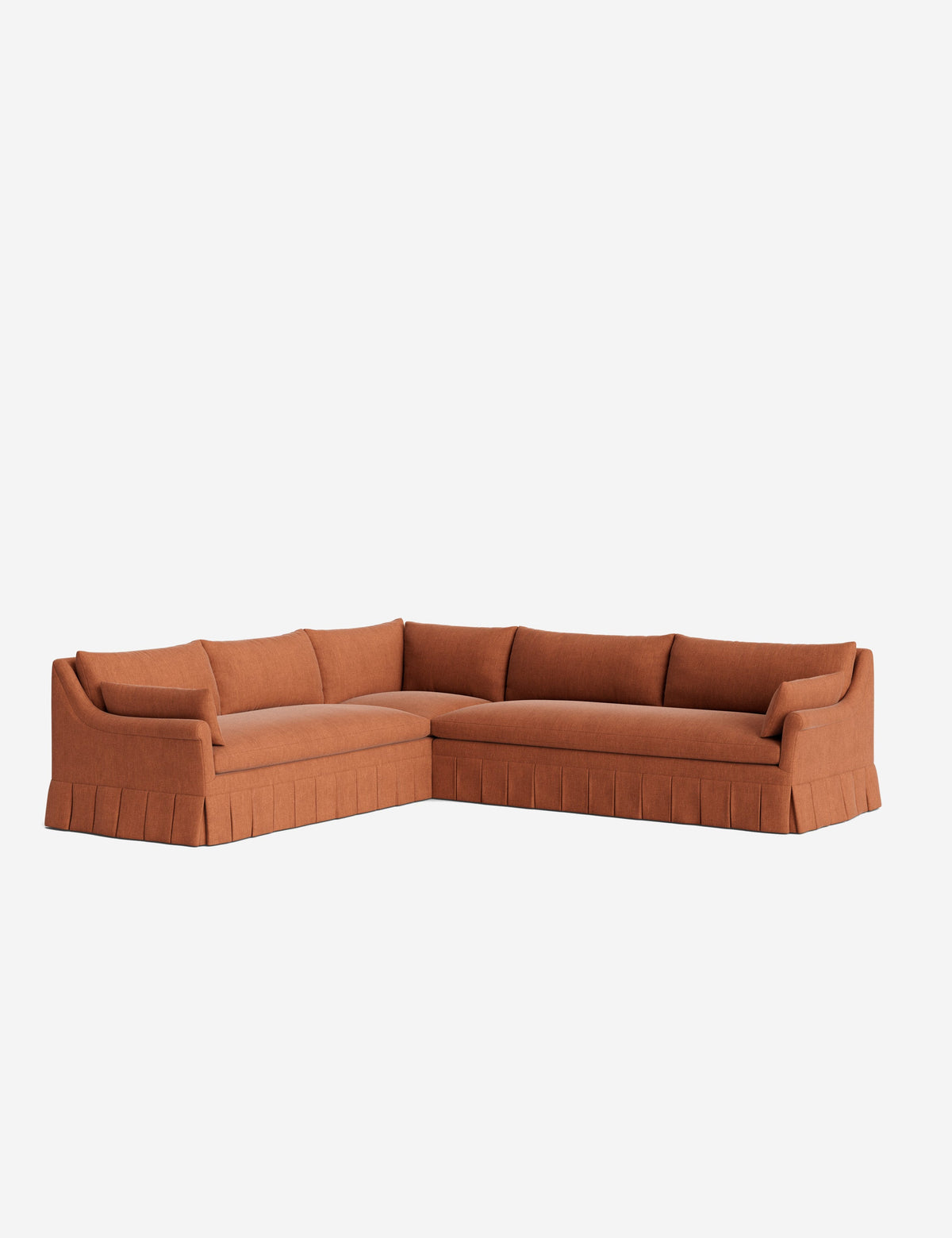 Portola Rolled Arm Luxe Depth Pleated Corner Sectional Sofa