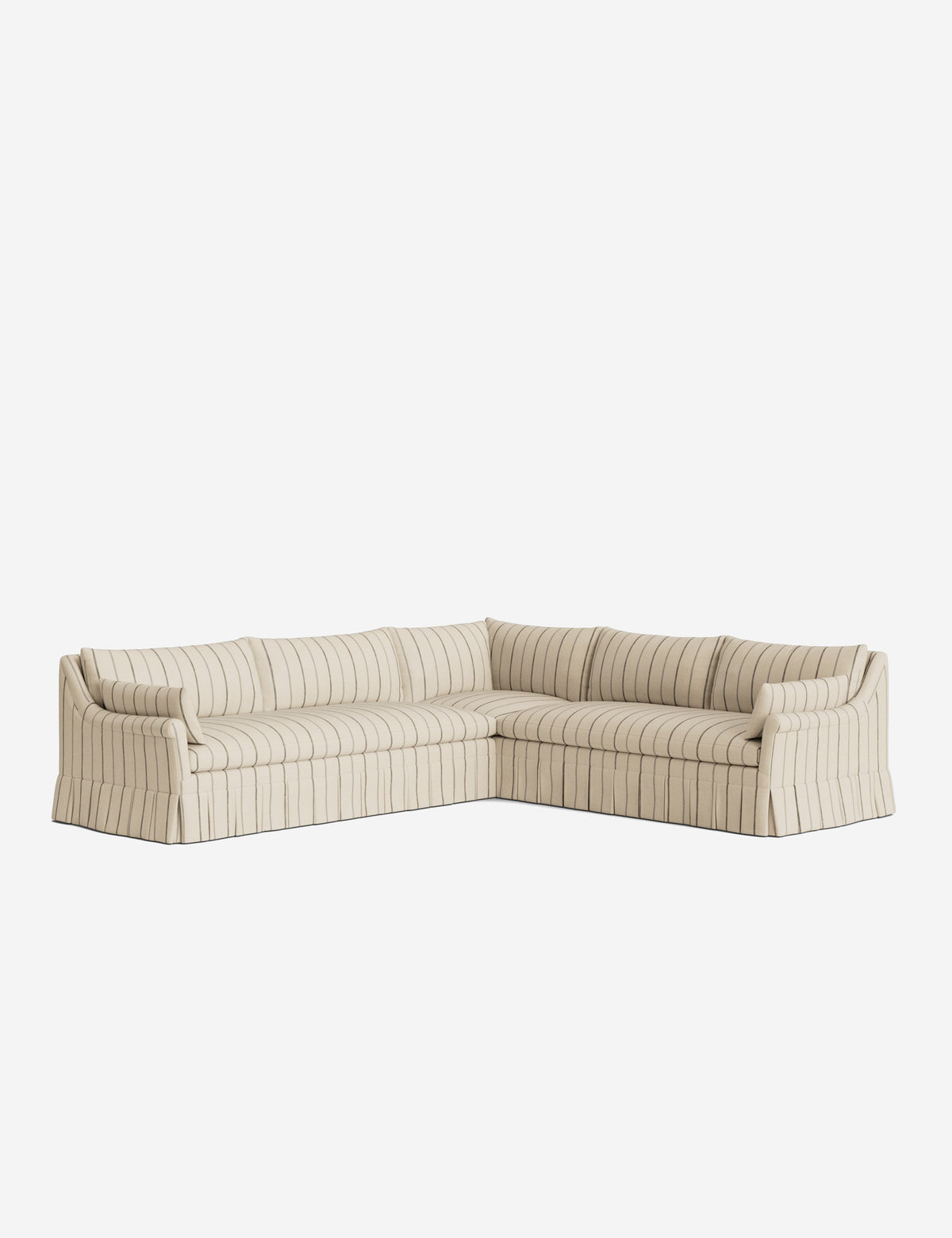 Portola Rolled Arm Luxe Depth Pleated Corner Sectional Sofa