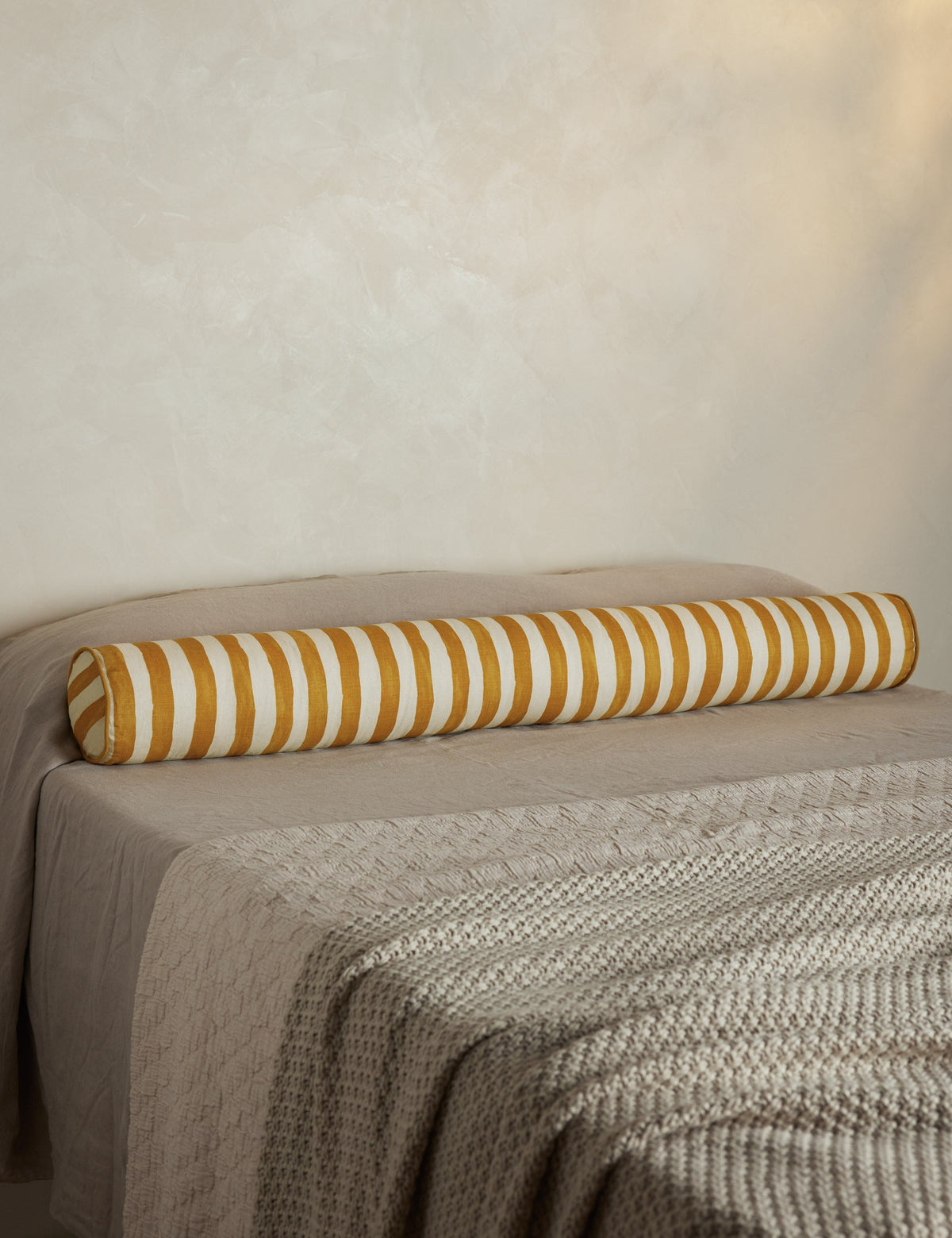 Painterly Stripe Linen Long Bolster Pillow by Sarah Sherman Samuel