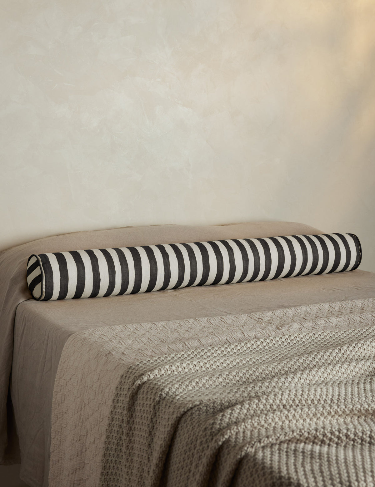 Painterly Stripe Linen Long Bolster Pillow by Sarah Sherman Samuel