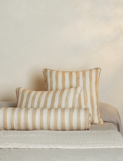 Painterly Stripe Linen Long Bolster Pillow by Sarah Sherman Samuel