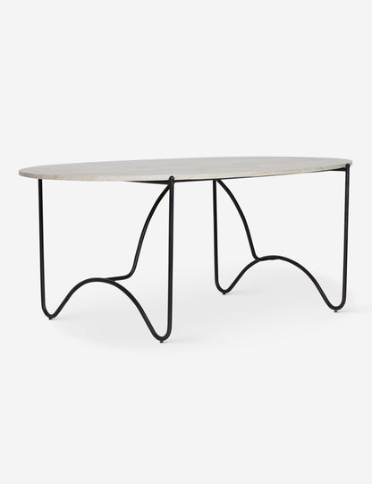 Open Box: Peggy Outdoor Oval Dining Table, Faux Travertine by Sarah Sherman Samuel