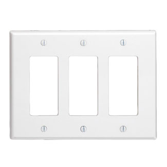 3-Gang Decora midway size smooth plastic wallplate/faceplate. Brown