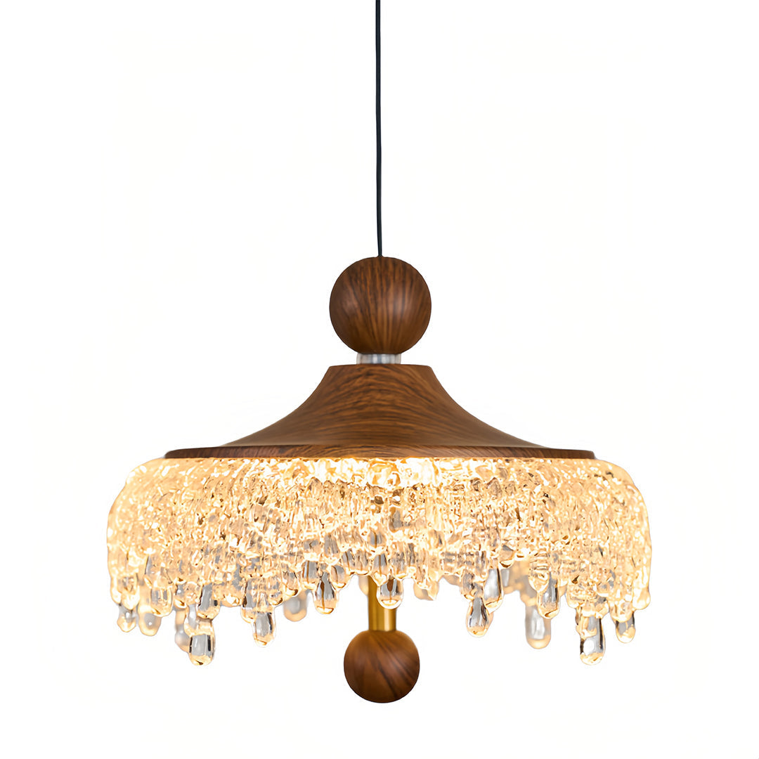 Water Drop Pendant Light Walnut Finish Iron Teardrop Ceiling Light