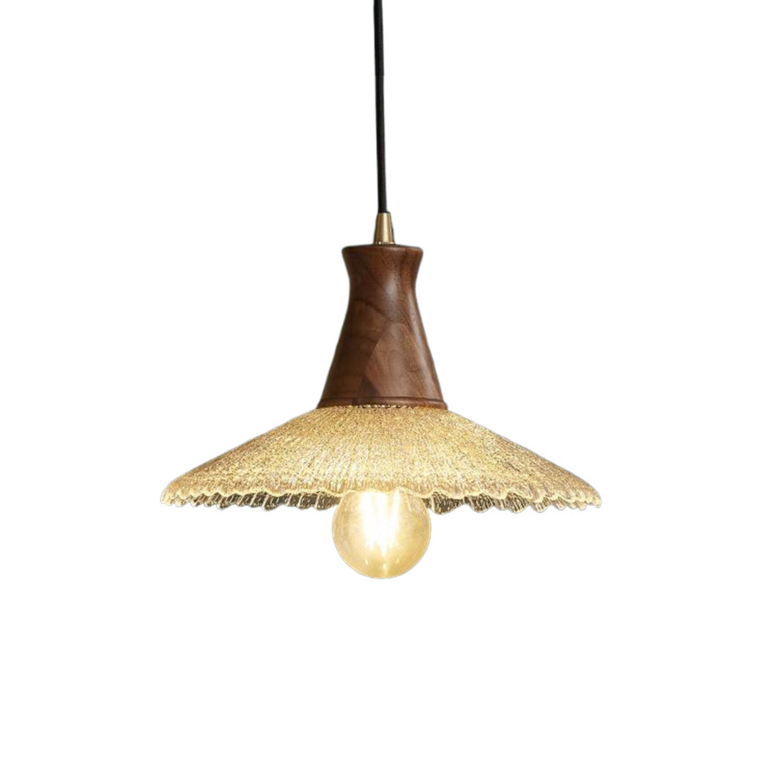 Wood Light Pendant Wabi Sabi Style Glass Pendant Light