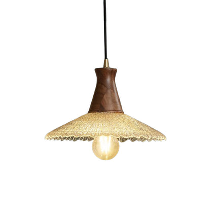 Wood Light Pendant Wabi Sabi Style Glass Pendant Light