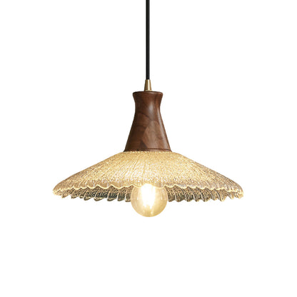 Wood Light Pendant Wabi Sabi Style Glass Pendant Light