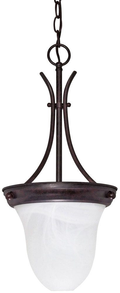 1 Light - 10" Pendant with Alabaster Glass - Old Bronze Finish